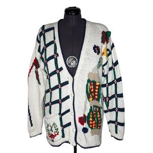 Vintage La Costa Spa Knit Golf Cardigan Preppy Grandpa Sweater Size Medium